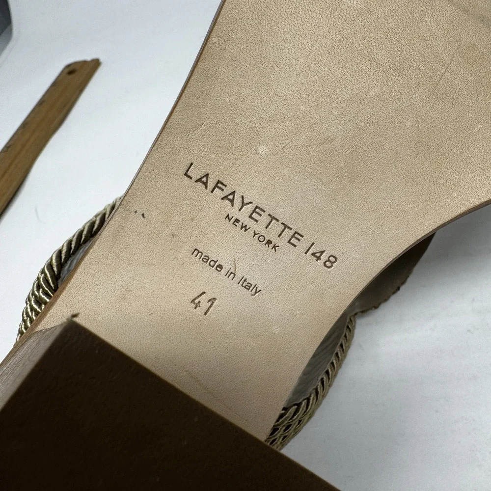 Lafayette 148 New York Darian Knot Sandal Made Italy Tan Womens Size 41 11 Shoes